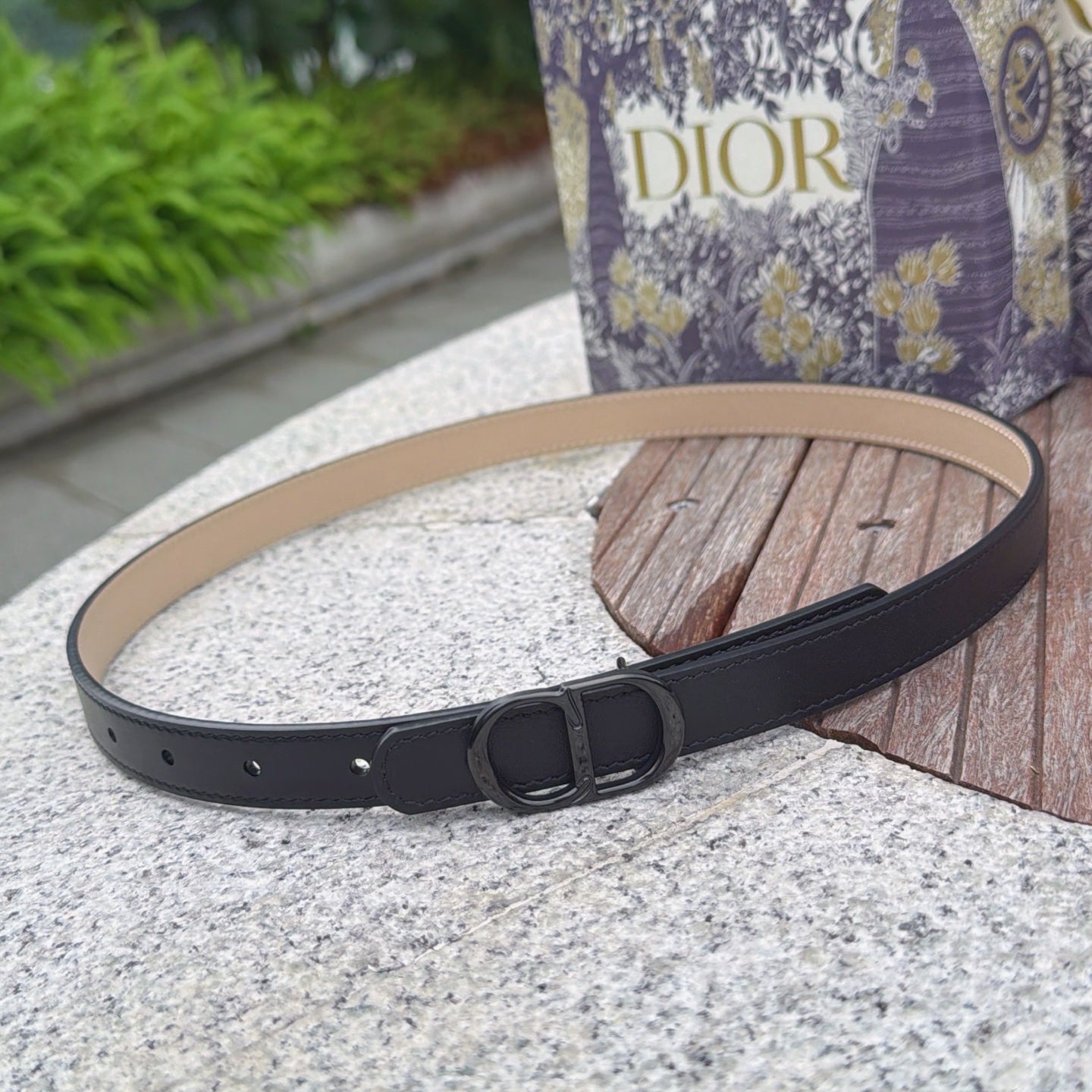 CD 2cm Icon Belt Black Khahi Calfskin 203163